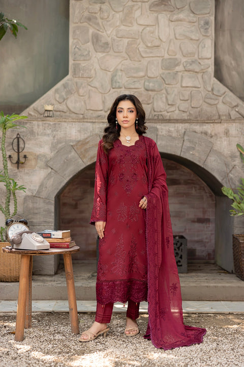 D-2311| 3 Pcs Saffron Embriodered Viscose Collection