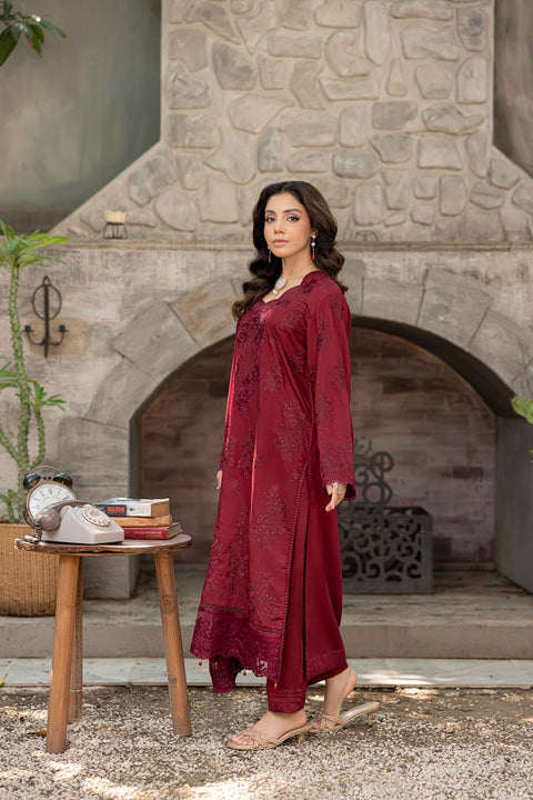 D-2311| 3 Pcs Saffron Embriodered Viscose Collection