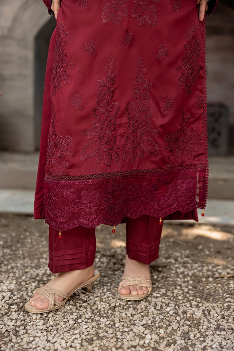 D-2311| 3 Pcs Saffron Embriodered Viscose Collection