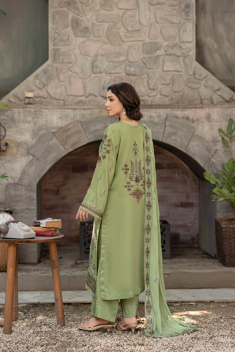 D-2312| 3 Pcs Saffron Embriodered Viscose Collection