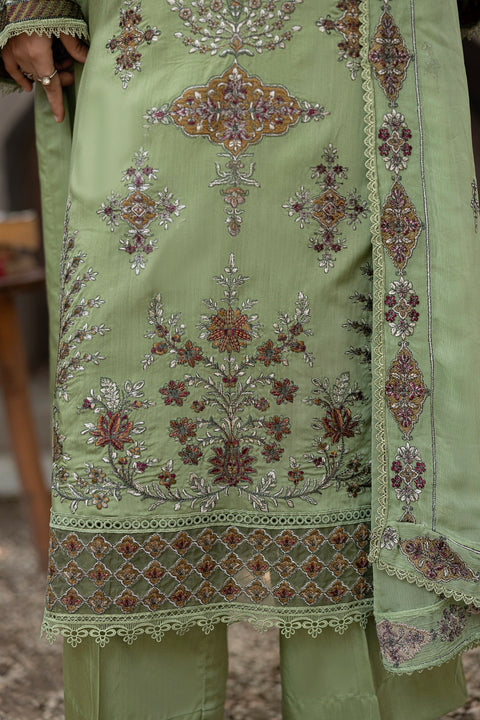 D-2312| 3 Pcs Saffron Embriodered Viscose Collection