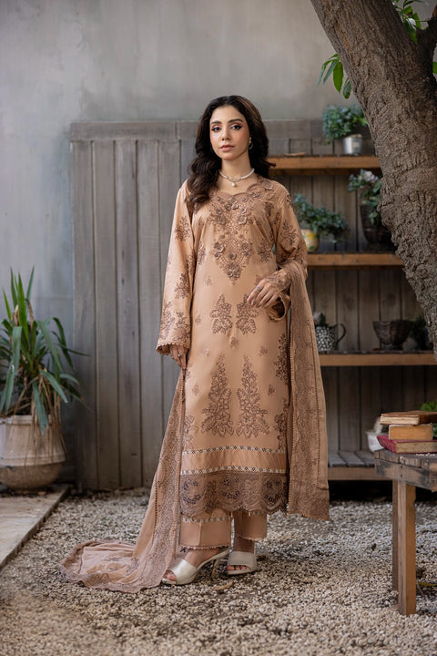 D-2314| 3 Pcs Saffron Embriodered Viscose Collection