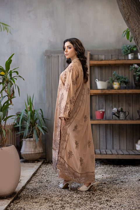 D-2314| 3 Pcs Saffron Embriodered Viscose Collection