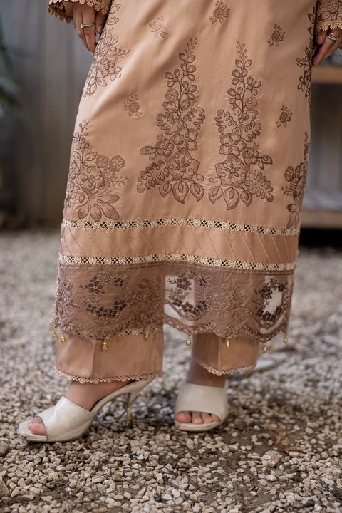 D-2314| 3 Pcs Saffron Embriodered Viscose Collection