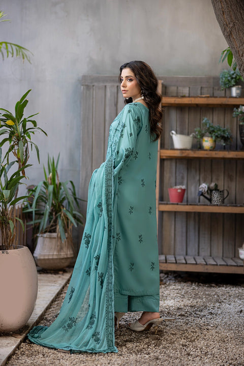 D-2315| 3 Pcs Saffron Embriodered Viscose Collection