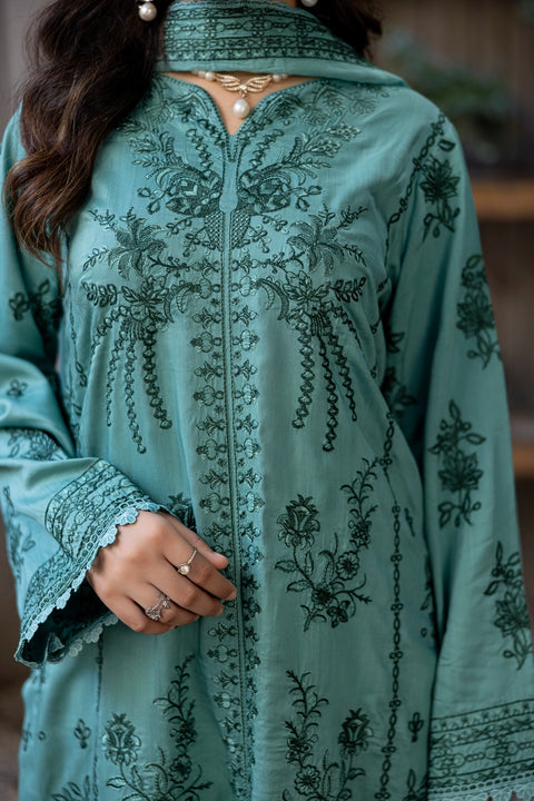 D-2315| 3 Pcs Saffron Embriodered Viscose Collection