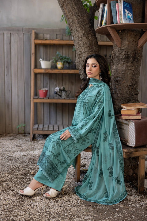 D-2315| 3 Pcs Saffron Embriodered Viscose Collection