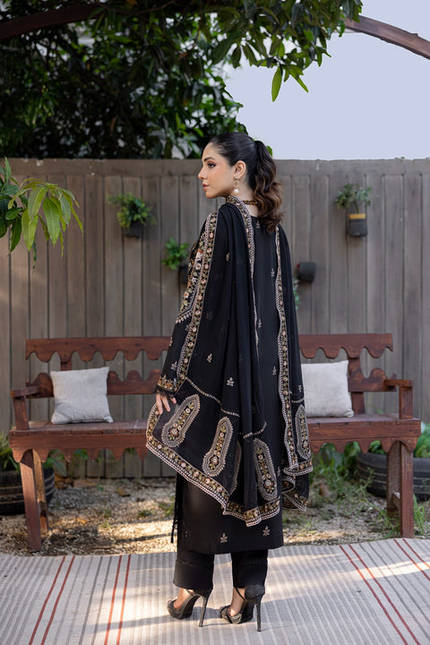 D-2318| 3 Pcs Saffron Embriodered Viscose Collection