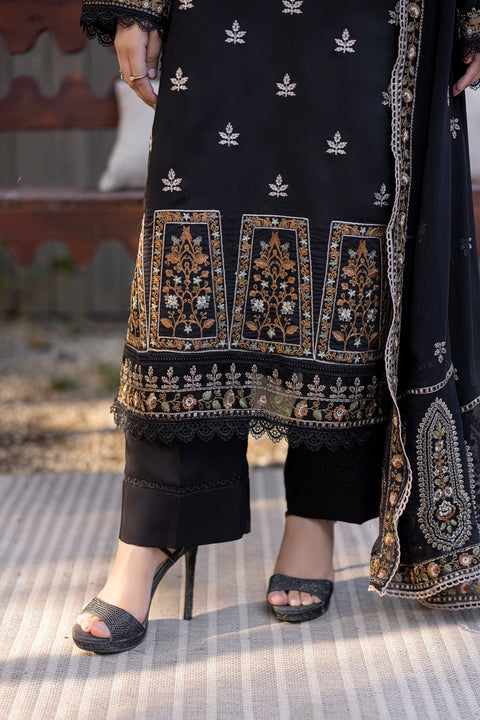 D-2318| 3 Pcs Saffron Embriodered Viscose Collection