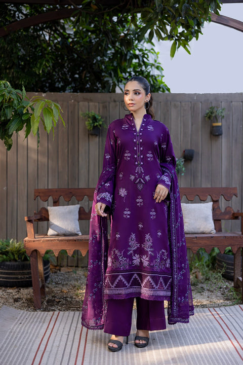 D-2319| 3 Pcs Saffron Embriodered Viscose Collection