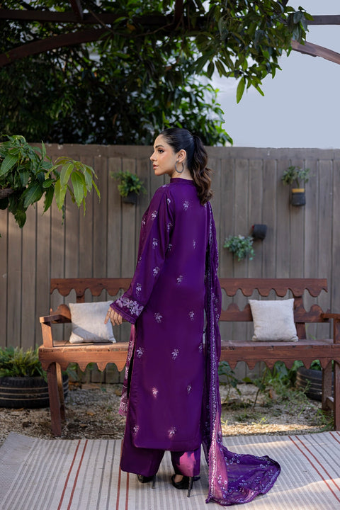 D-2319| 3 Pcs Saffron Embriodered Viscose Collection