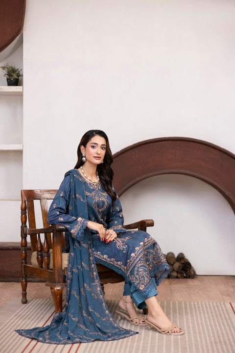 D-2431| 3 Pcs Embriodered Viscose Collection