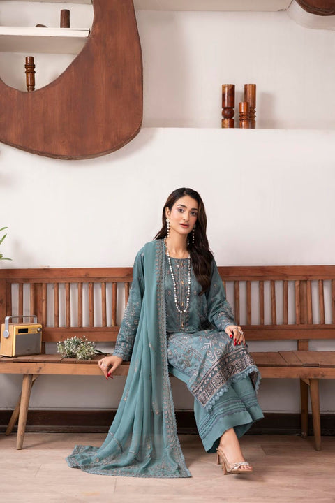 D-2433| 3 Pcs Embriodered Viscose Collection