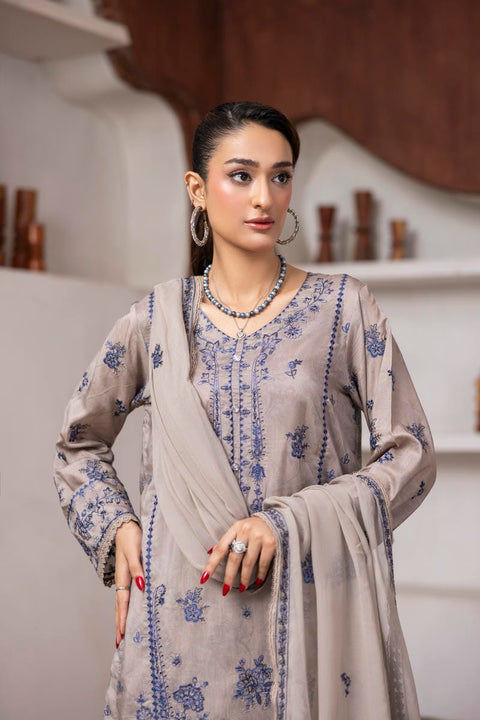 D-2437| 3 Pcs Embriodered Viscose Collection