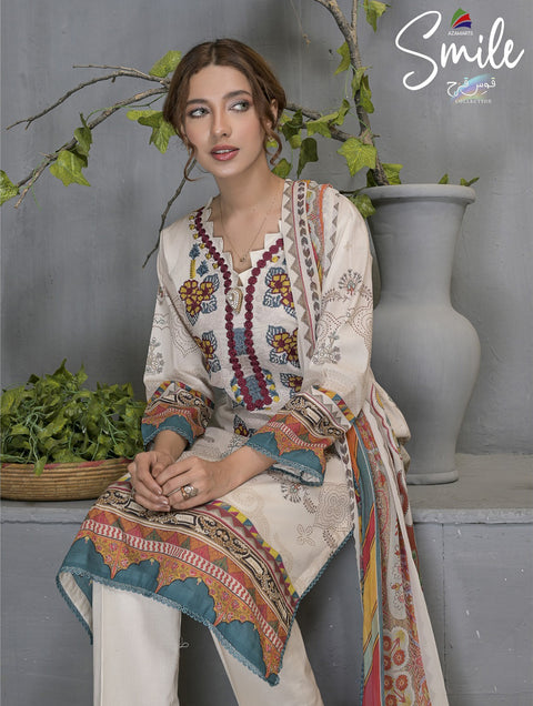 Smile Qos e Qaza Lawn (Unstitched)