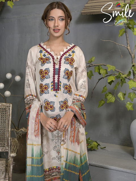 Smile Qos e Qaza Lawn (Unstitched)