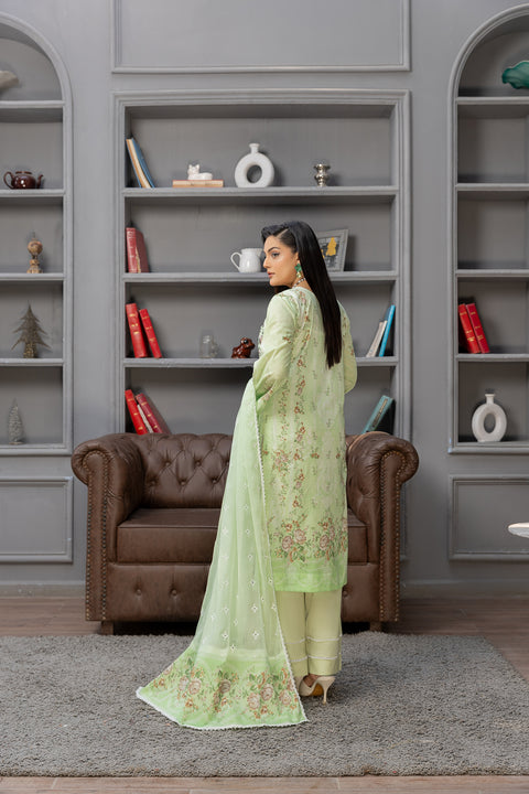 D-2142|3-Piece Embroidered Lawn Collection In Stock