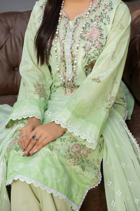 D-2142|3-Piece Embroidered Lawn Collection In Stock