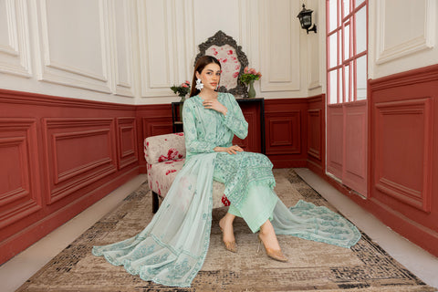 D-2302 | 3 Pcs Embriodered  Lawn Collection