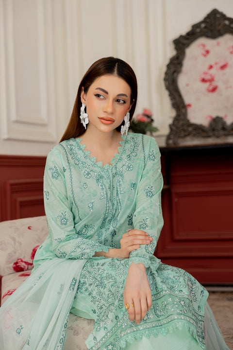 D-2302 | 3 Pcs Embriodered  Lawn Collection