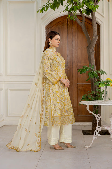 D-2303 | 3 Pcs Embriodered Lawn  Collection
