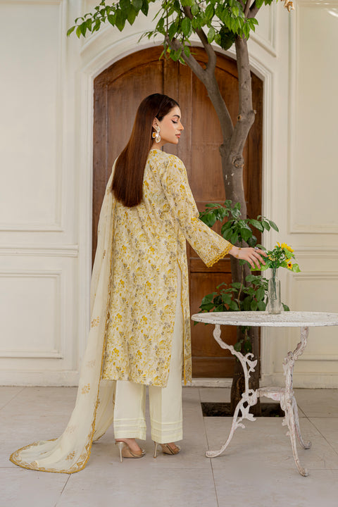 D-2303 | 3 Pcs Embriodered Lawn  Collection