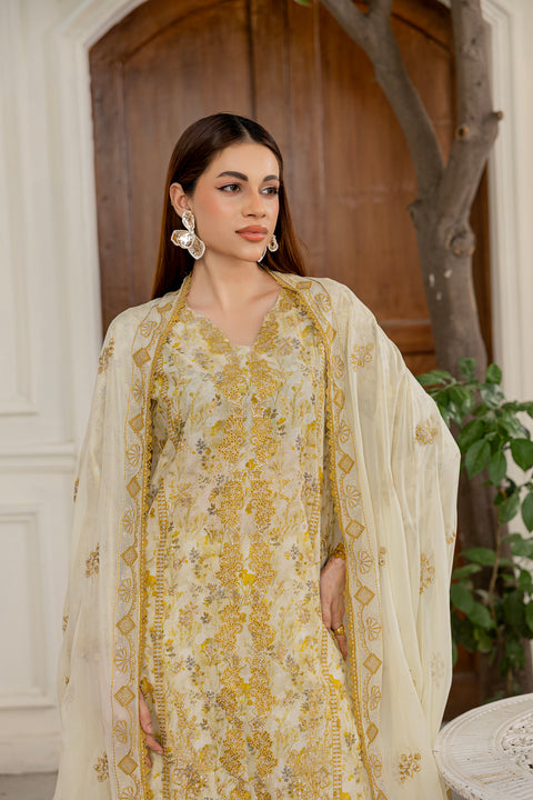 D-2303 | 3 Pcs Embriodered Lawn  Collection
