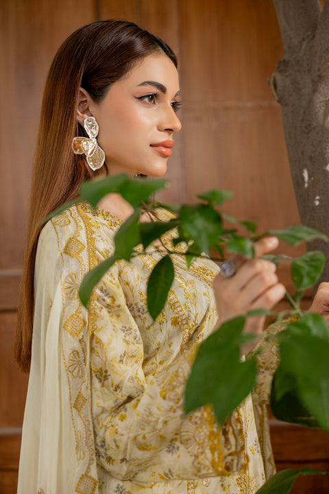D-2303 | 3 Pcs Embriodered Lawn  Collection