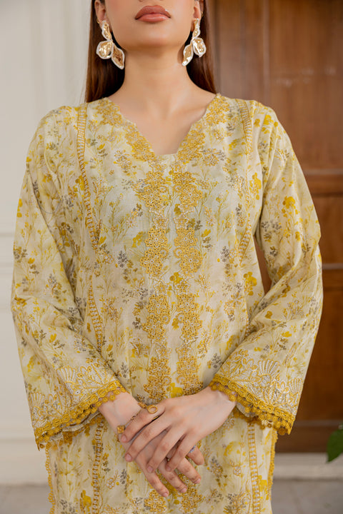 D-2303 | 3 Pcs Embriodered Lawn  Collection