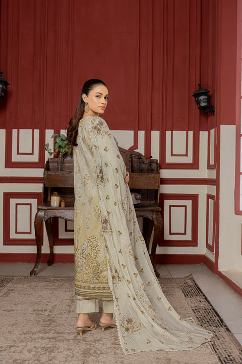 D-2307 | 3 Pcs Embriodered Lawn Collection