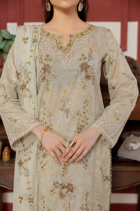 D-2307 | 3 Pcs Embriodered Lawn Collection