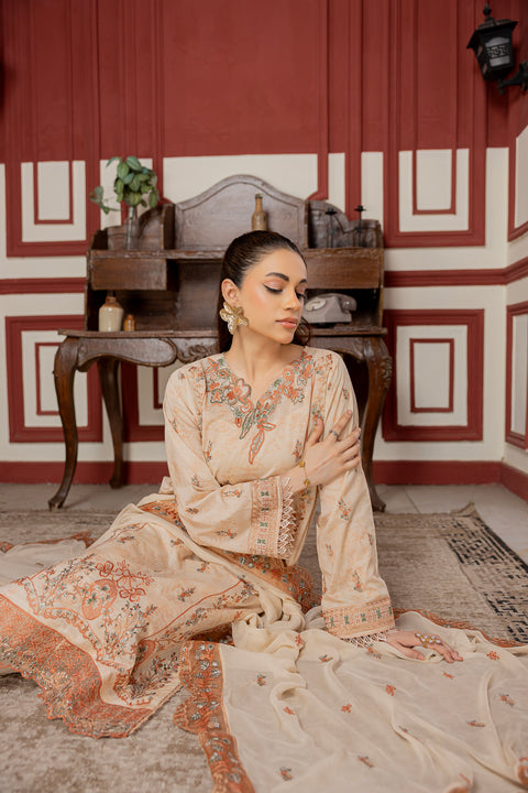 D-2308 | 3 Pcs Embroidered Lawn Collection