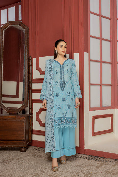 D-2309 | 3 Pcs Embroiudered lawn Collection