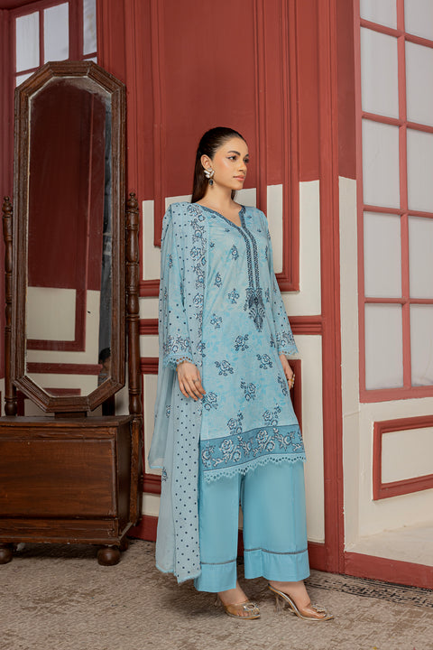 D-2309 | 3 Pcs Embroiudered lawn Collection