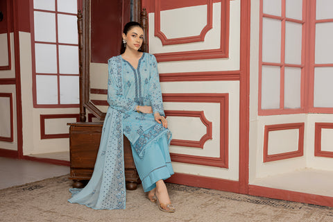 D-2309 | 3 Pcs Embroiudered lawn Collection