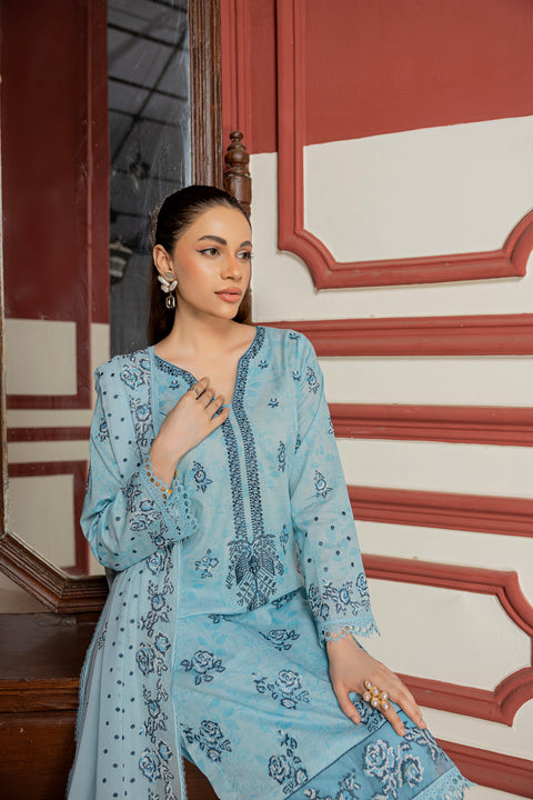D-2309 | 3 Pcs Embroiudered lawn Collection