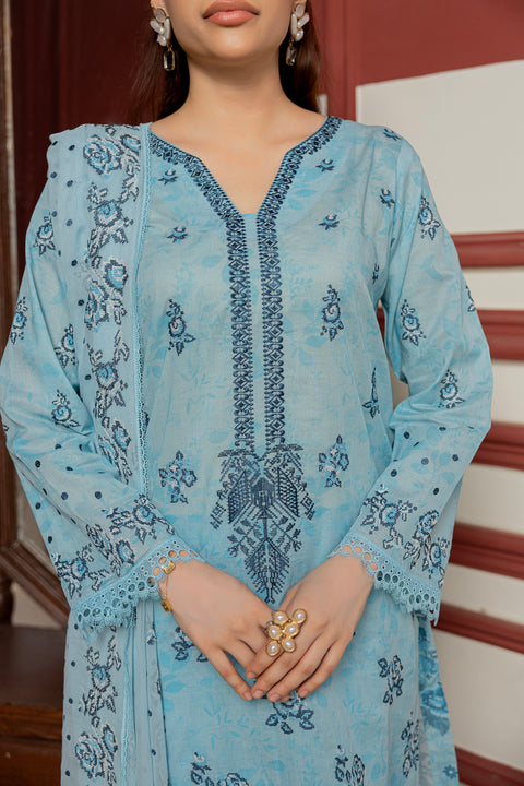 D-2309 | 3 Pcs Embroiudered lawn Collection
