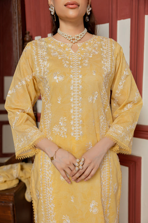 D-2310 | 3 Pcs Embriodered Lawn Collection