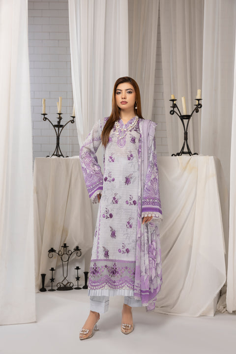 D-2254| 3Pcs Embroidered Lawn