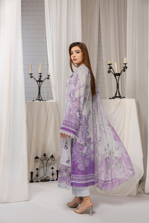 D-2254| 3Pcs Embroidered Lawn