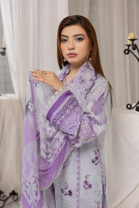D-2254| 3Pcs Embroidered Lawn