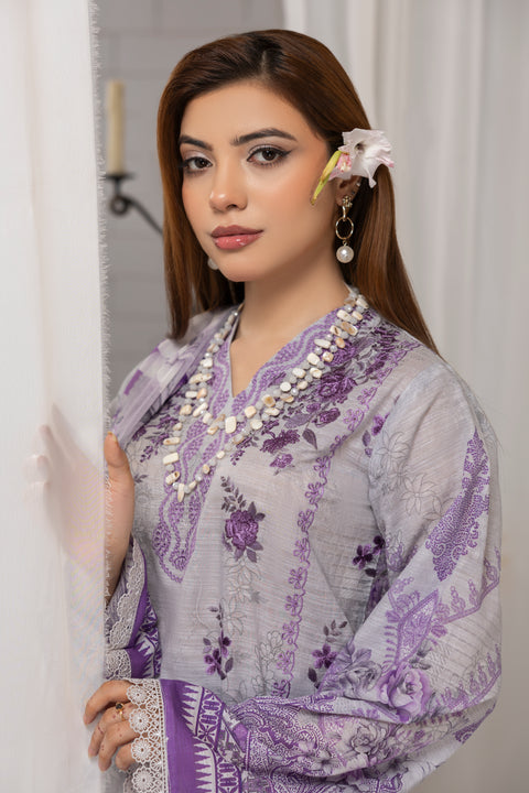 D-2254| 3Pcs Embroidered Lawn