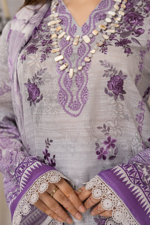 D-2254| 3Pcs Embroidered Lawn