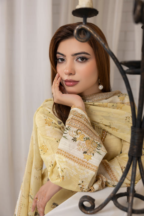 D-2255| 3 Pcs Embroidered Lawn