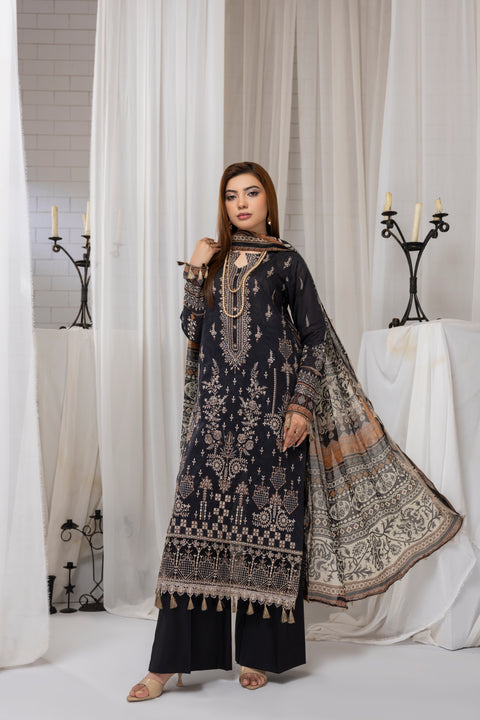 D-2256 | 3 pcs Embroidered Lawn