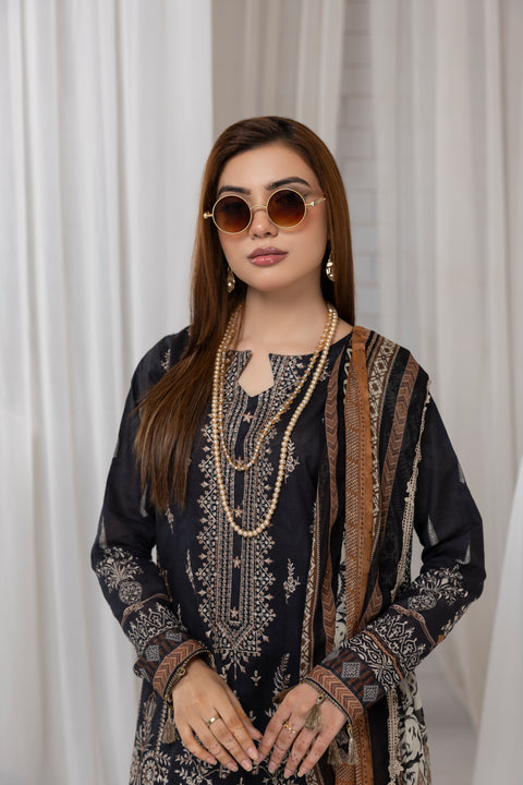 D-2256 | 3 pcs Embroidered Lawn