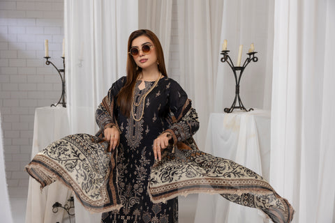D-2256 | 3 pcs Embroidered Lawn