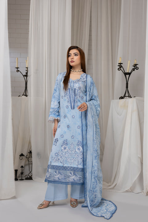 d-2257 | 3 Pcs Embroidered Lawn