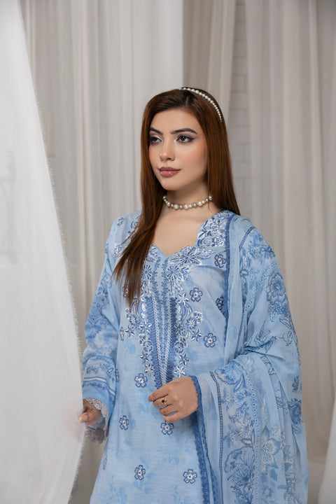 d-2257 | 3 Pcs Embroidered Lawn