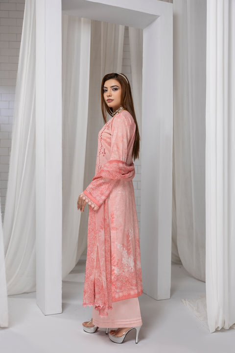 D-2258 | 3 Pcs Embroidered Lawn